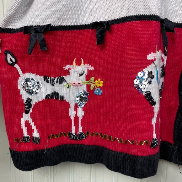 Vintage Quacker Factory Knit Sweater Size 3X Cow Farm Theme Cottagecore Grandma - Picture 7 of 11